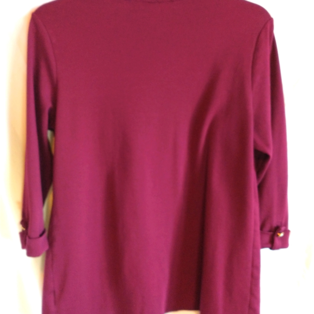 Karen Scott Burgundy Size M Cardigan - Picture 2 of 3
